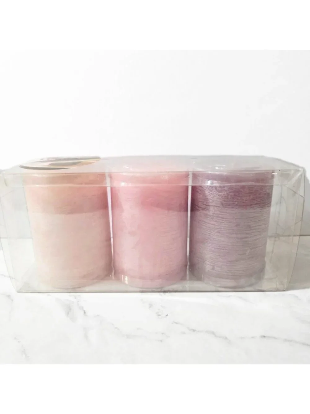 IKEA LUGGA Pink Scented Pillar Candles Set of 3 Romantic Home Decor 30hr Burn